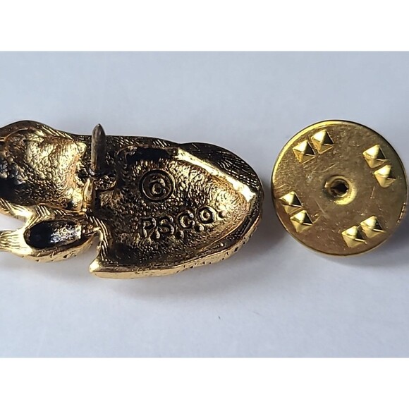 Gold Tone Metal Frog Shaped Pin Vintage Costume Jewelry P.S.C.O. - Picture 7 of 10